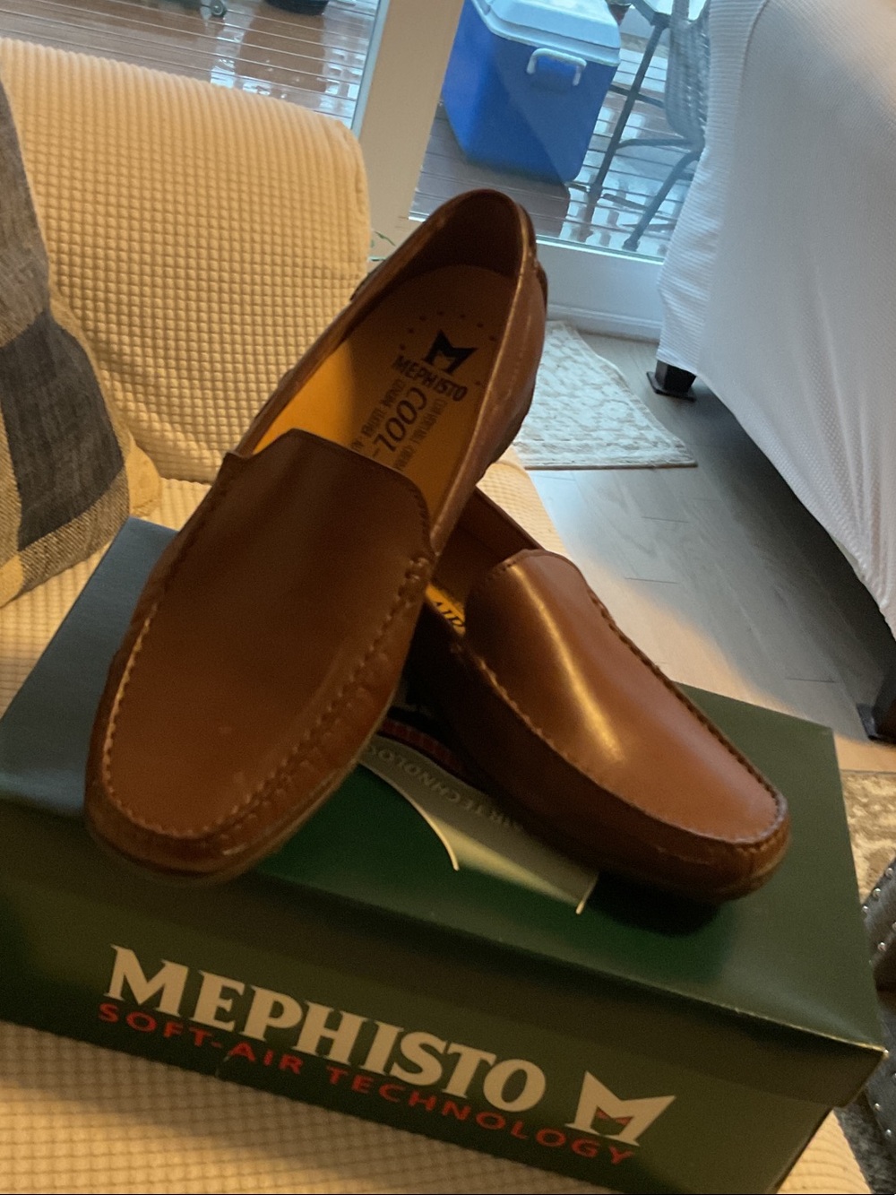 Mephisto Men's Tan Leather Slip-On Loafers